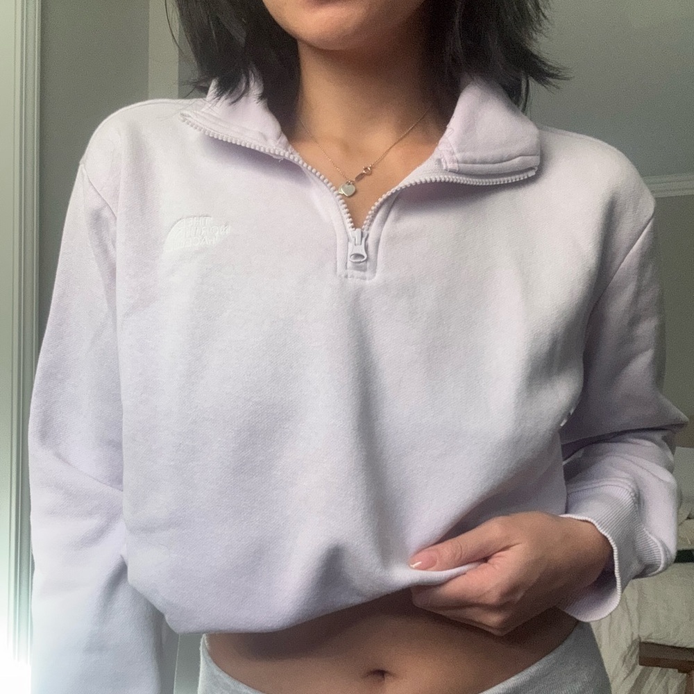 The north face lavender light purple quarter zip sweatshirt pullover sweater